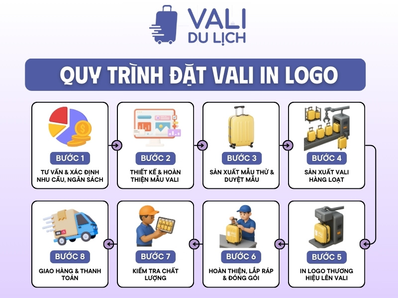 Quy trình đặt vali quà tặng in logo