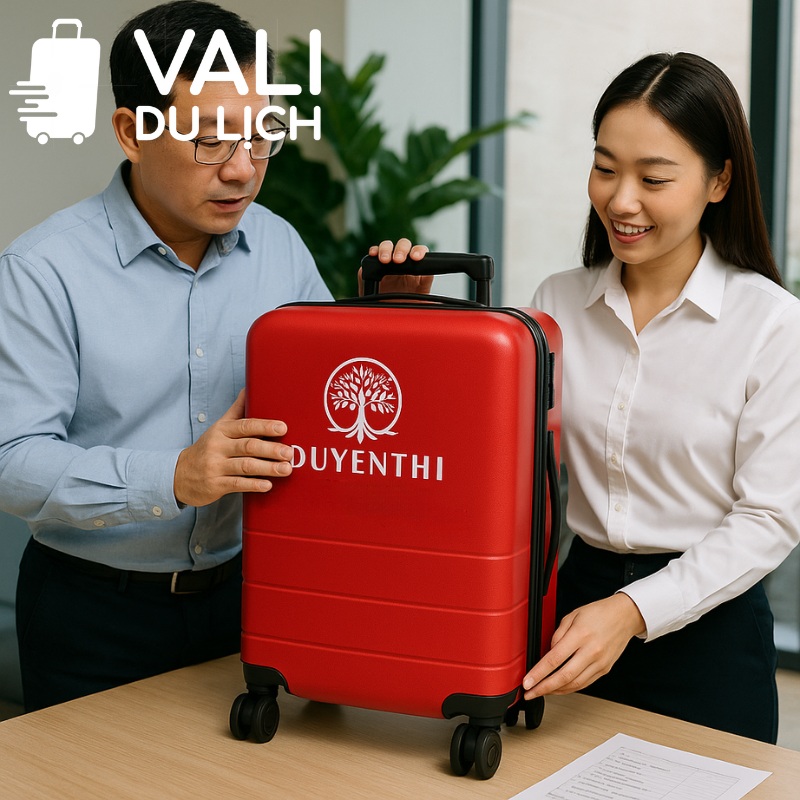 Xem xét mẫu thử vali in logo