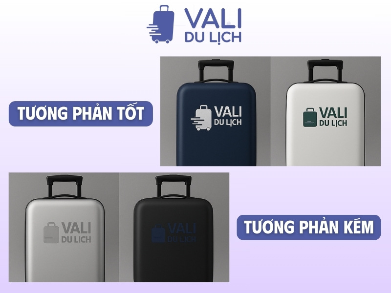 Độ tương phản của logo in trên vali