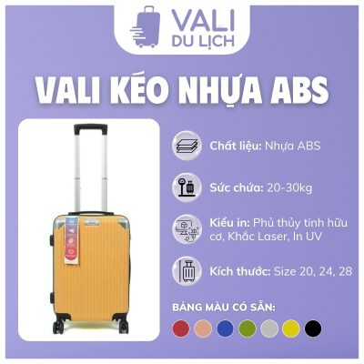 đặc điểm Vali Nhựa ABS 3 Size Bo Góc Nhôm In Logo VL-VLN18