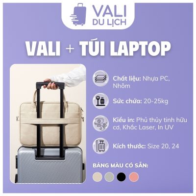 đặc điểm Bộ Vali Khung Nhôm Bo Góc Và Túi Đựng Laptop In Logo VL-CB04