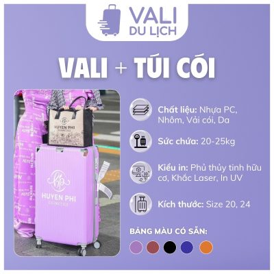 đặc điểm Bộ Quà Tặng Vali Nhựa PC Bo Góc Và Túi Cói In Logo VL-CB05