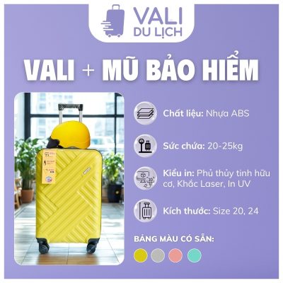 đặc điểm Bộ Quà Tặng Vali Du Lịch Và Nón Bảo Hiểm Nửa Đầu In Logo VL-CB01