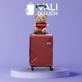 Combo Vali Du Lịch Nhựa ABS Và Gấu Bông In Logo VL-CB02