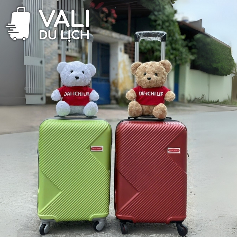 chi tiết Combo Vali Du Lịch Nhựa ABS Và Gấu Bông In Logo VL-CB02