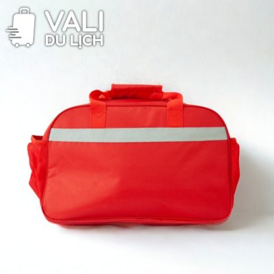 chi tiết Túi Du Lịch Vải Dù Màu Đỏ Phối Xám In Logo VL-THL01