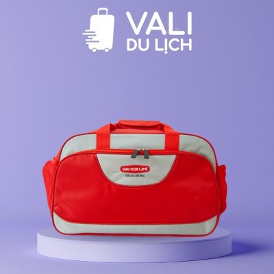 Túi Du Lịch Vải Dù Màu Đỏ Phối Xám In Logo VL-THL01