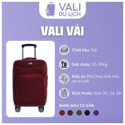đặc điểm Vali Du Lịch Vải Khóa Số In Logo VL-VLV05