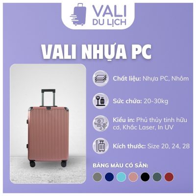đặc điểm Vali Nhựa Khung Nhôm Khóa TSA In Logo VL-VLN23