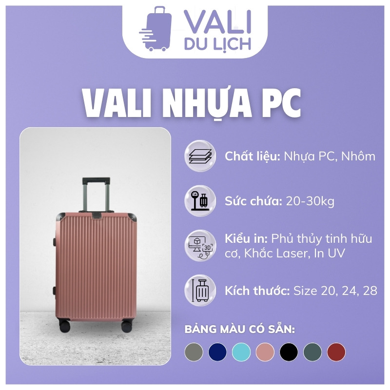 đặc điểm Vali Nhựa Khung Nhôm Khóa TSA In Logo VL-VLN23