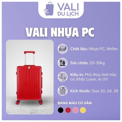 đặc điểm Vali Khung Nhôm Nhựa PC In Logo VL-VLN24