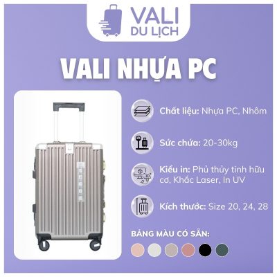 đặc điểm Vali Nhựa PC Bọc Khung Nhôm In Logo VL-VLN22