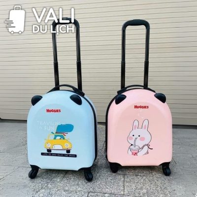 chi tiết Vali Trẻ Em Size 18 Nhựa Sần Gắn Tai Gấu In Logo VL-VLT07