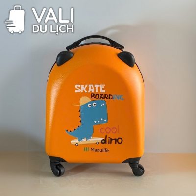 chi tiết Vali Trẻ Em Size 18 Nhựa Sần Gắn Tai Gấu In Logo VL-VLT07