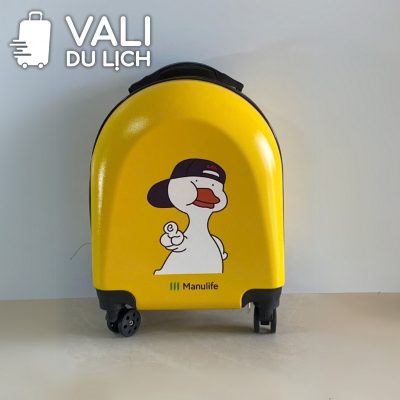chi tiết Vali Trẻ Em Size 18 Nhựa Sần Gắn Tai Gấu In Logo VL-VLT07