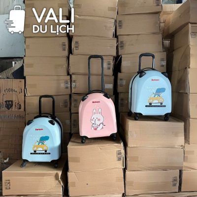 chi tiết Vali Trẻ Em Size 18 Nhựa Sần Gắn Tai Gấu In Logo VL-VLT07