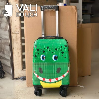 chi tiết Vali Trẻ Size 18 Nhựa Bóng Sọc Ngang 3D In Logo VL-VLT08