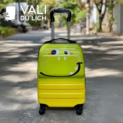 chi tiết Vali Trẻ Size 18 Nhựa Bóng Sọc Ngang 3D In Logo VL-VLT08