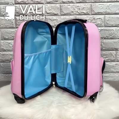 chi tiết Vali Trẻ Size 18 Nhựa Bóng Sọc Ngang 3D In Logo VL-VLT08