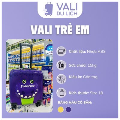 đặc điểm Vali Cho Bé Dáng Hộp Size 18 Hình 3D In Logo VL-VLT09
