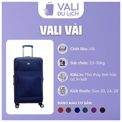 đặc điểm Vali Vải Du Lịch Siêu Nhẹ In Logo VL-VLV04