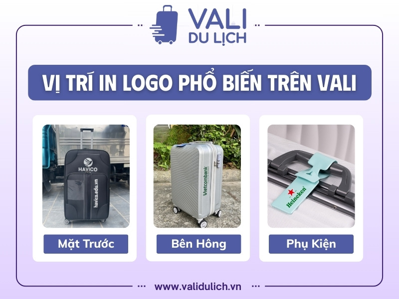 Vị trí in logo trên vali quà tặng