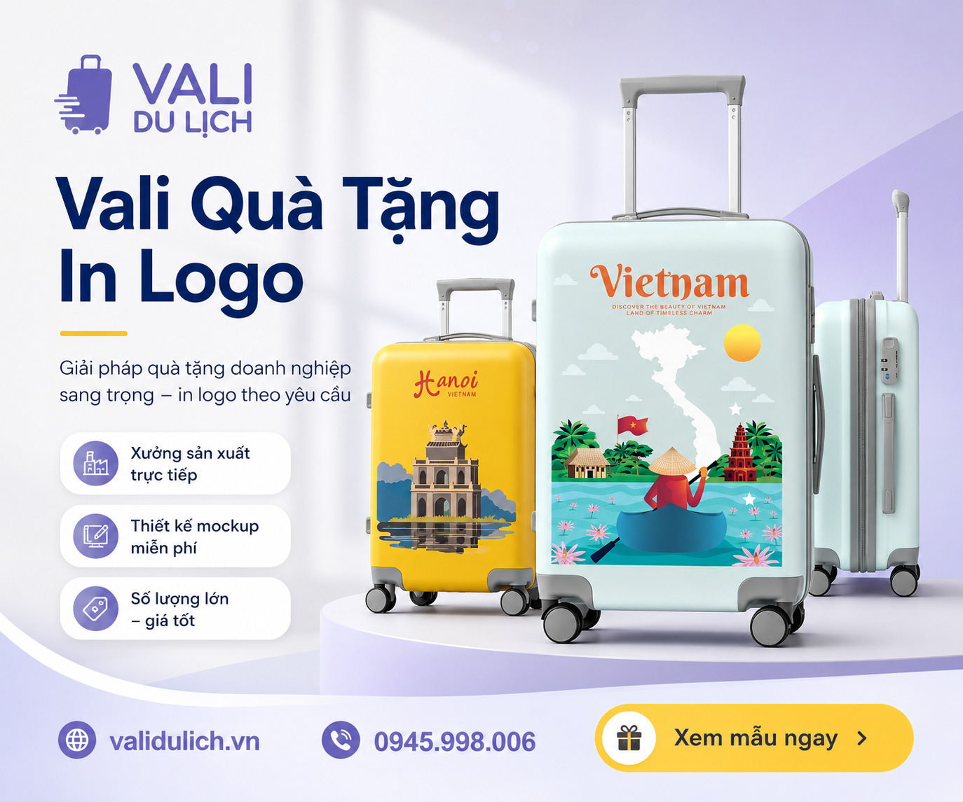 Mẫu vali quà tặng doanh nghiệp được in logo sắc nét tại xưởng sản xuất - Ảnh 1